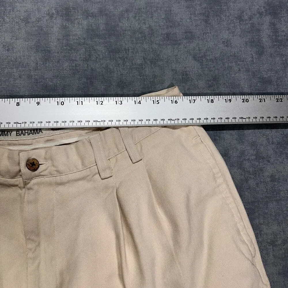 Vintage Tommy Bahama Relax 100% Silk Pleated Trousers Cream Mens 36 Resort